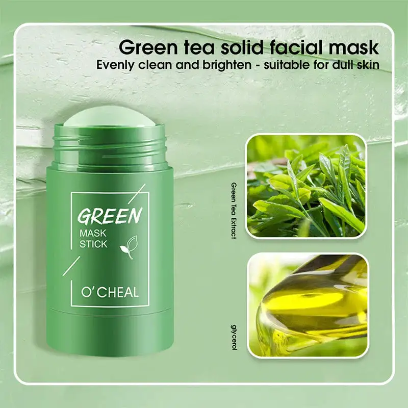 Maschera facciale solida Stick Tè verde Miele Pesca Pulizia dei pori Idratante Film lungo di fango di melanzana al carbone - immagine 4